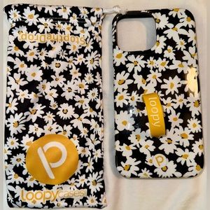 iPhone 13 Pro Max loopy black and white floral phone case